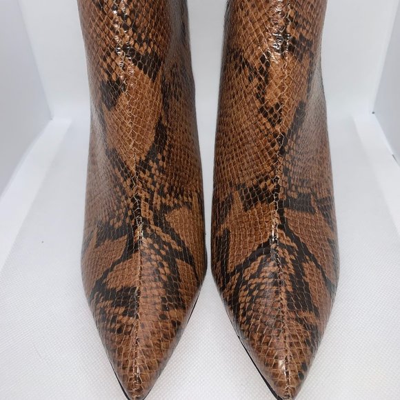 SCHUTZ Shoes - Schutz Michela Snake Tan Wood Zip up 3.5” Heel